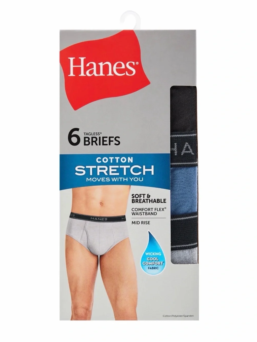 💜Hanes Men's Briefs 6-Pack, Cotton Stretch Underwear Size:XLarge(40-42)
